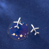 Handmade Airplane Stud Earrings Earrings Solid Sterling Cut Plane Women Jewelry