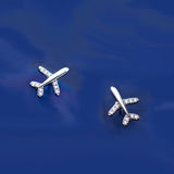 Handmade Airplane Stud Earrings Earrings Solid Sterling Cut Plane Women Jewelry