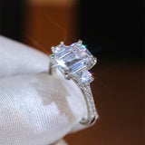 Princess Square Zicon Ring For Women Wedding Statement Jewelry