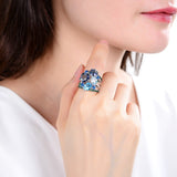 Genuine Mystic Topaz Gemstone Ring Women Wedding Jewelry