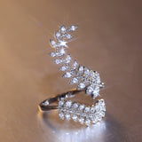 White Sapphire Graceful Leaves Ring 925 Sterling Silver Women's Jewelry
