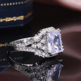 Princess Cut Square Zircon Ring Women Wedding Engagement Jewelry