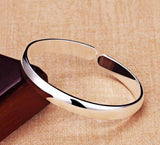 Cuff Bangles Simple Smooth Bracelet for Women 925 Sterling Silver Jewelry