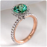 Classic Green Gemstone Ring Women's Engagement Jewelry