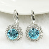 Fancy Blue Round Zicone Drop Earrings Silver Gold for Women Jewelry