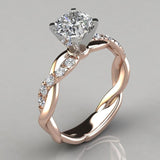 Double Gold Zircon Ring for Women AAA White Jewelry