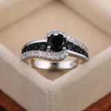 Dazzling Black Zircon Wedding Ring Women Gemstone Classic Jewelry
