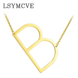 Elegant Chain Alphabet Letter Pendant Necklace Stainless Steel Jewelry