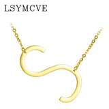 Elegant Chain Alphabet Letter Pendant Necklace Stainless Steel Jewelry