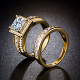Princess Cut Zircon 2PC Engagement Ring Set Eternity Jewelry for Women