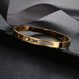 Luxury Rhinestones Sliding Bracelet 14K Gold Woman Bangle Wedding Jewellery