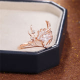 Princess Zircon Ring For Woman Lovely Rose Gold Wedding Jewellery