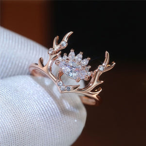 Princess Zircon Ring For Woman Lovely Rose Gold Wedding Jewellery