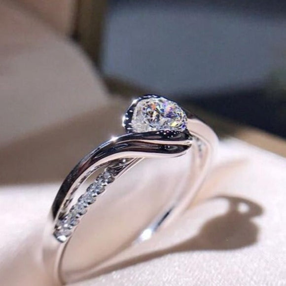 Classic White Zircon Engagement Ring Women Wedding Jewelry