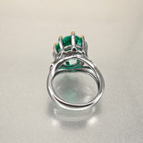 Vintage Green Emerald Ring Dazzling Cut Wedding Women Delicate Fine Jewelry