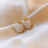 Unique Pineapple Pearl Earrings Women's Jewelry