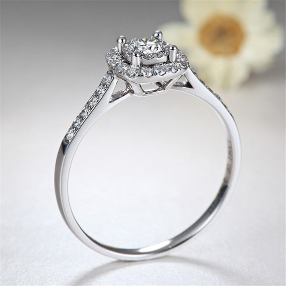 1Carat Square Diamond Ring Silver Engagement Women Jewelry