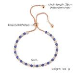 Simple Blue Round Zircon Bracelet For Women Rose Gold Jewerly