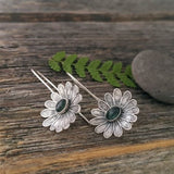 Antique Silver Flower Drop Earring for Women Ethnic Pendant Jewelry