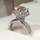 Flower Zircon Engagement Flower Ring for Women Wedding Jewelry