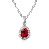 Water Drop Red Ruby Pendant Necklace rose gold For Women Necklace