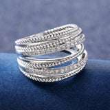 Dazzling Cross Zircon Gemstone Ring Bridal Women Jewelry