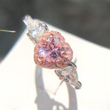 Princess Pink Heart Zircon Ring For Women 925 Silver Romantic Wedding
