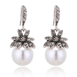 Charming Fresh Pearl Earrings Inlaid Rhinestones Wedding Jewelry For Women