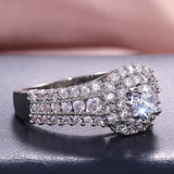 White Sapphire Gemstone Ring 925 Silver Women's Wedding Jewelry
