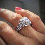 White Sapphire Gemstone Ring 925 Silver Women's Wedding Jewelry
