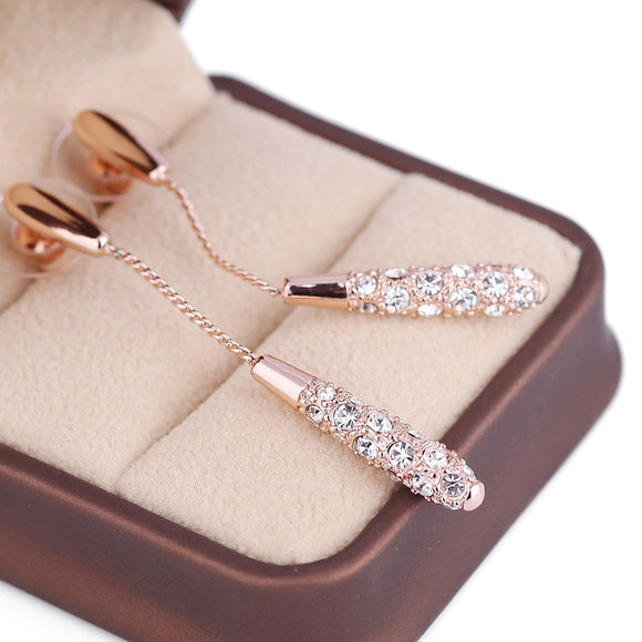 White Sapphire Gemstone Drop Earrings Women Gold Wedding Jewelry