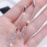 White Sapphire Gemstone earrings long drop Gold earrings earrings