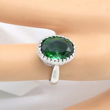 Green Emerald Silver 925 Jewelry Set Women Ring Necklace Pendant Jewelry