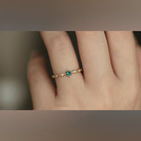 14k Gold Emerald Ring 925 Sterling Silver Women Wedding Jewelry