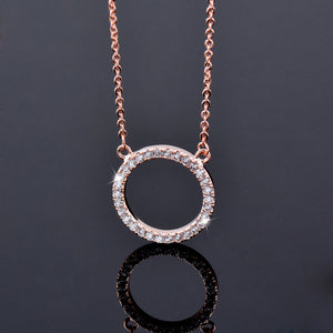Pave Zircon Circle Pendant Choker Chain Necklace For Women Jewelry