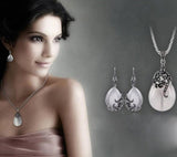 Vintage Opal Pendant Necklaces Drop Earrings Women Jewelry Sets
