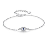 Blue Gemstone Eye Bracelet 925 Sterling Silver for Women Adjustable Jewelry