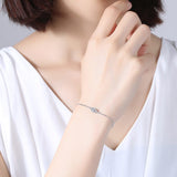Blue Gemstone Eye Bracelet 925 Sterling Silver for Women Adjustable Jewelry