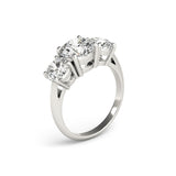 Three Gemstones Diamond Ring Women Wedding Engagement Jewelry