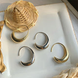 Vintage 14K Yellow Gold Circle Hoop Earrings Women Wedding Jewelry