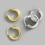 Vintage 14K Yellow Gold Circle Hoop Earrings Women Wedding Jewelry