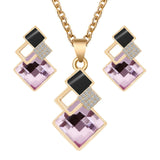 Bridal Jewelry Set for Women Crystal Pendant Necklace Earrings