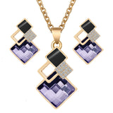 Bridal Jewelry Set for Women Crystal Pendant Necklace Earrings
