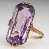 Luxury Purple Amethyst Ring for Women Bridal Wedding Jewelry
