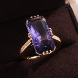 Big Acrylic Purple Stone Ring for Women Bridal Wedding Jewelry