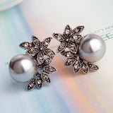 Charming Fresh Pearl Earrings Inlaid Rhinestones Wedding Jewelry For Women
