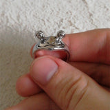 Retro Silver Frog Ring Women Anniverssary Party Jewelry