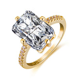 Clear Zircon Square Gemstone Ring Gold For Women Wedding Jewelry