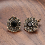Antique Gold Black Zircone Stud Earrings For Women Wedding Jewelry