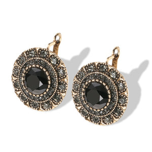 Antique Gold Black Zircone Stud Earrings For Women Wedding Jewelry4